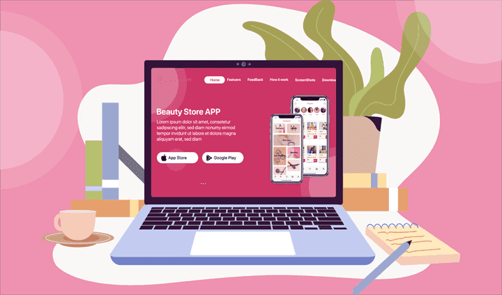 landing page for makeup App