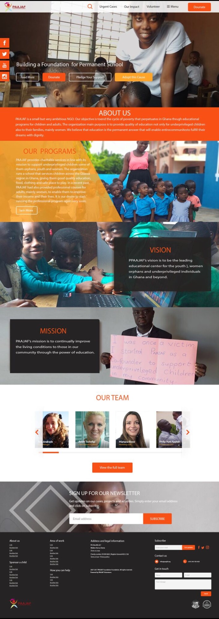 Redesign website homepage for PAAJAF Foundation