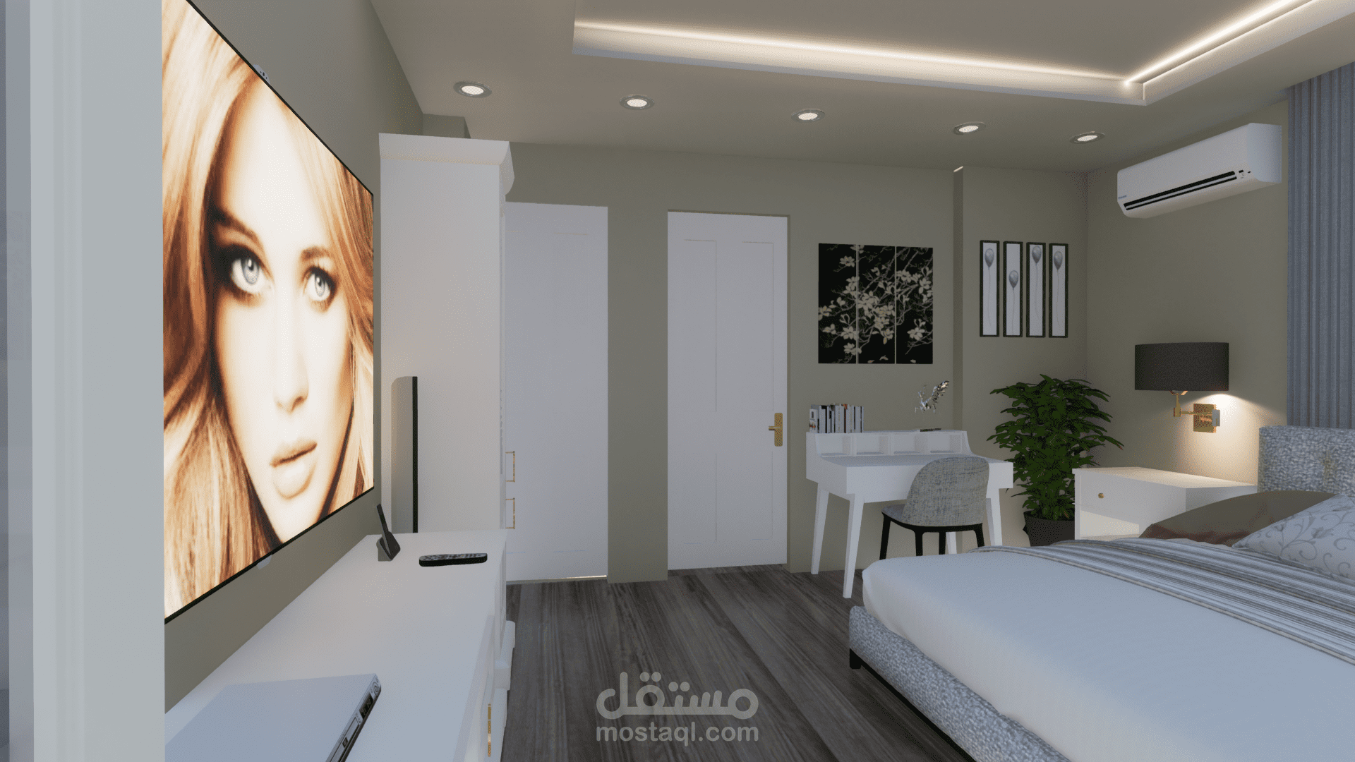 تصميمات داخلية  لغرفة نوم رئيسية في فيلا التجمع الخامس