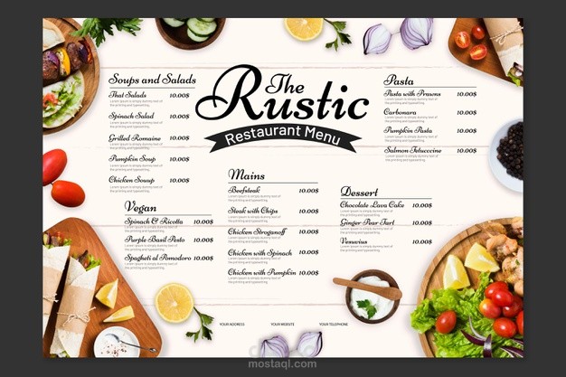 Modern restaurant menu