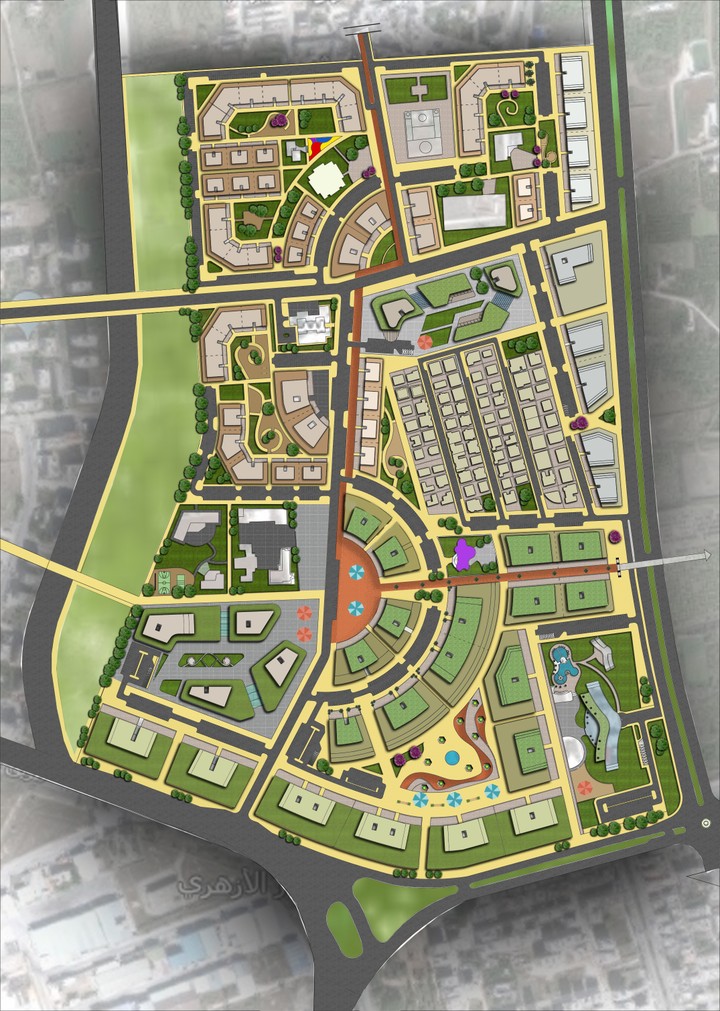 تخطيط مجمع سكني مع مركز خدمي