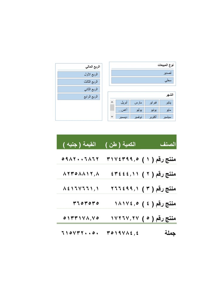 تلخيص المبيعات السنوية