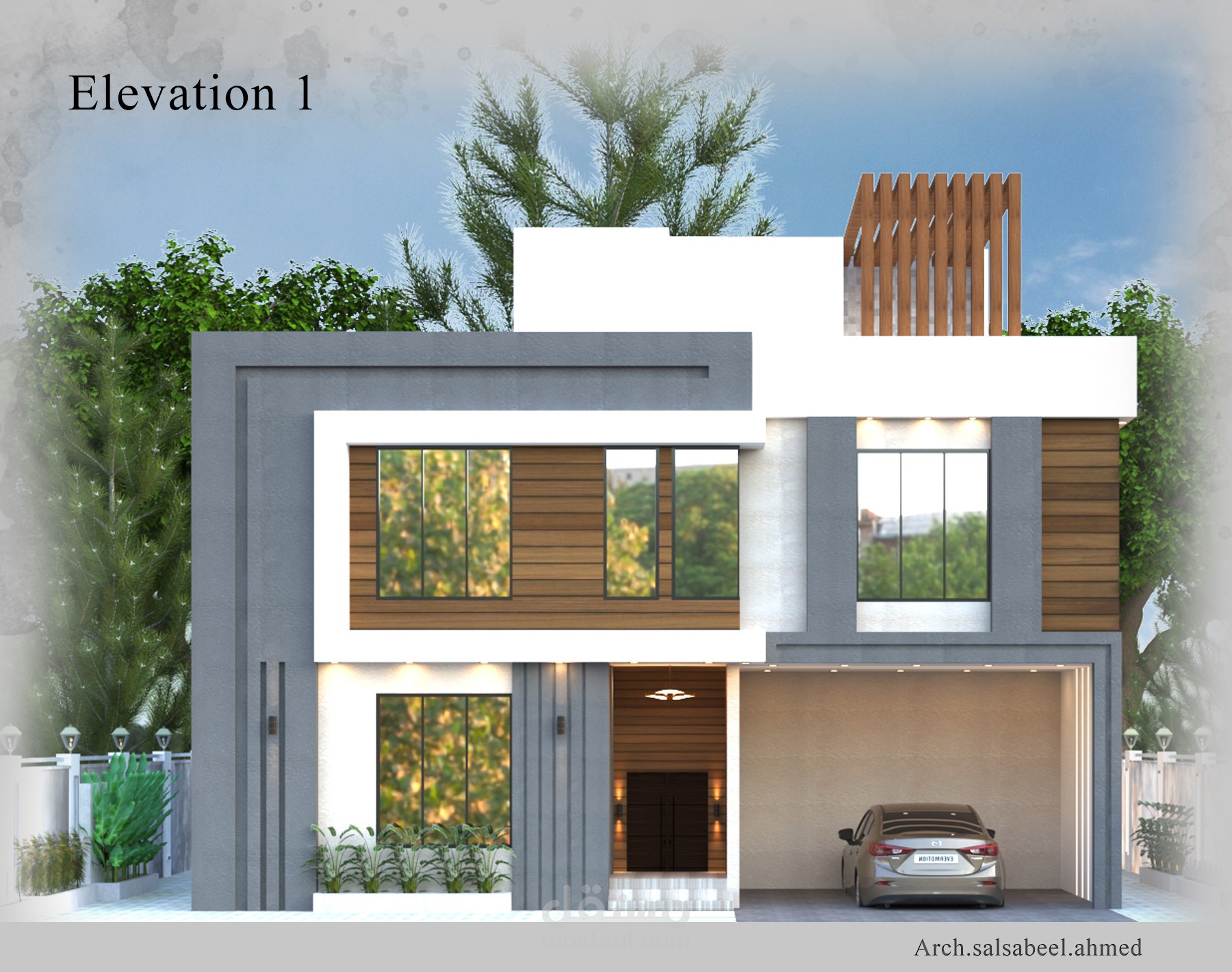 Modern villa elevations design