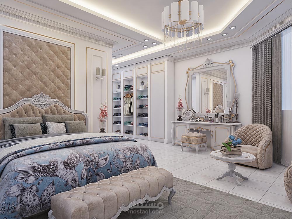 Neoclassical master bedroom