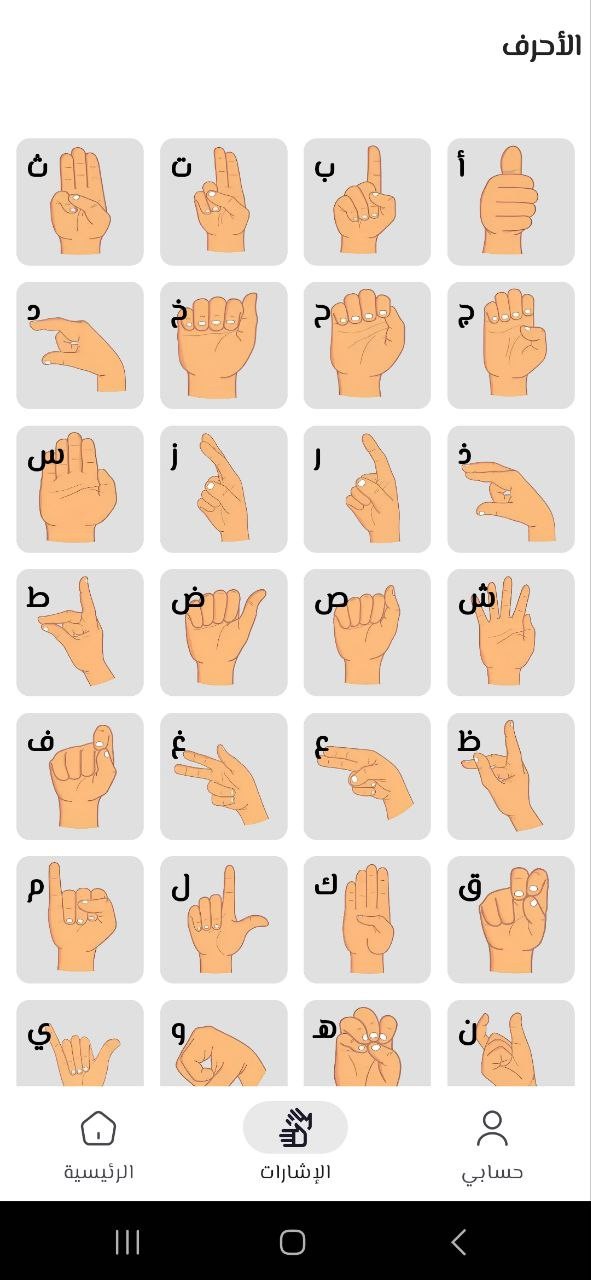 تطبيق تعليم لغة الأشارة للصم والبكم