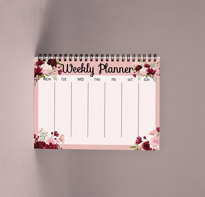 weekly planner red flower