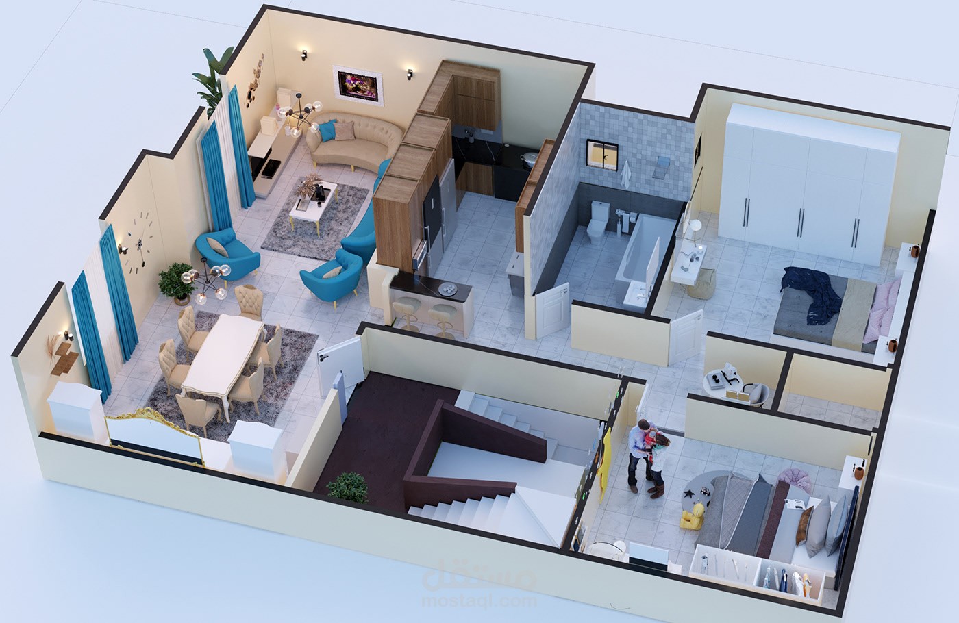 تصميم داخلي لمنزل 3d Plan مستقل