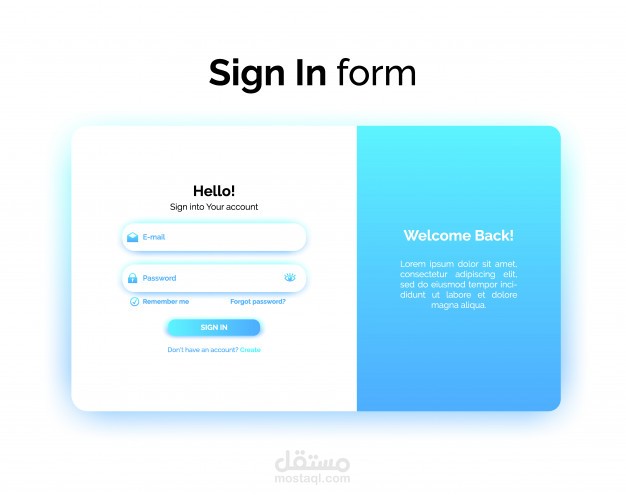 تصميم صفحة تسجيل دخول و انشاء حساب