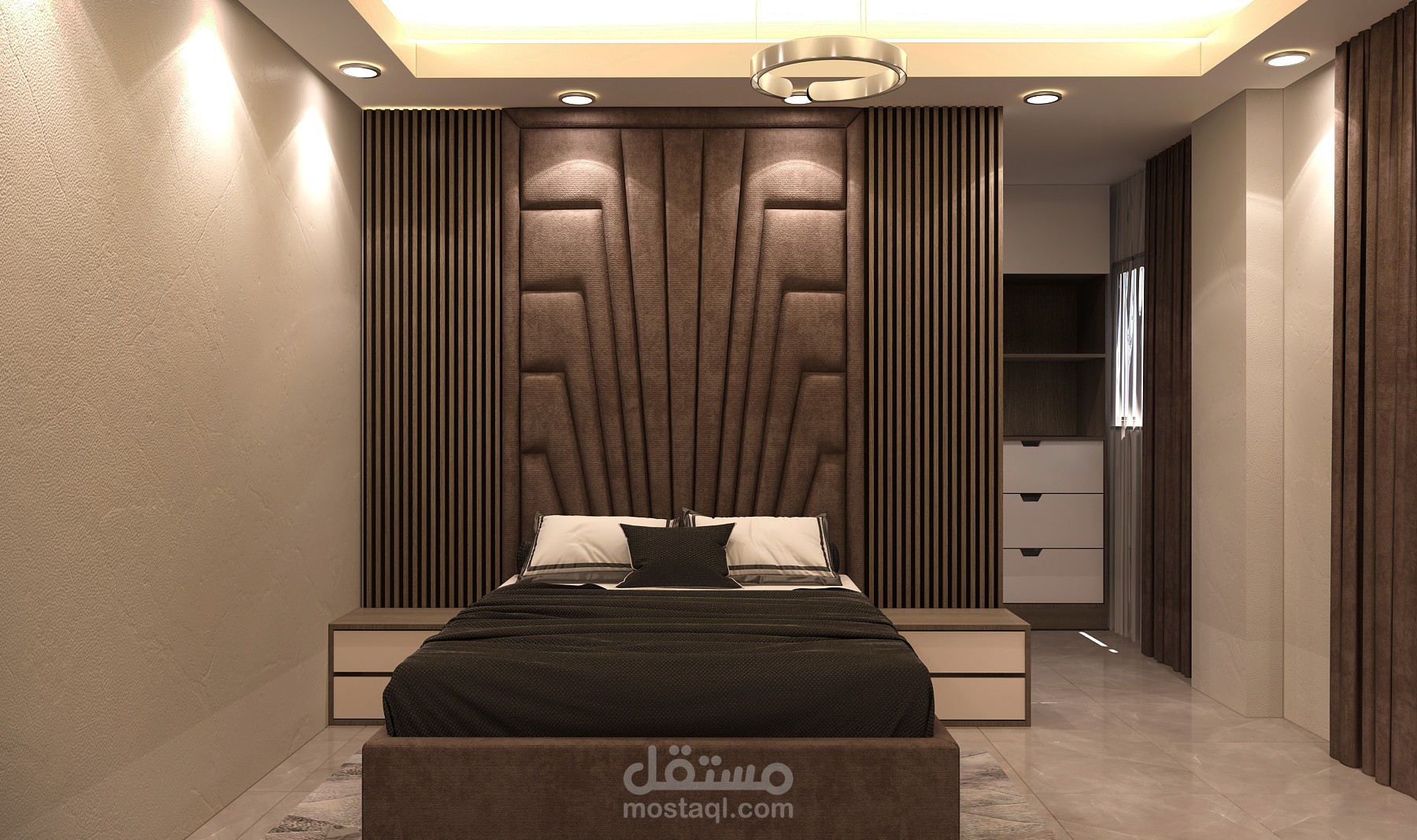 سرير غرفه ماستر + تسريحه