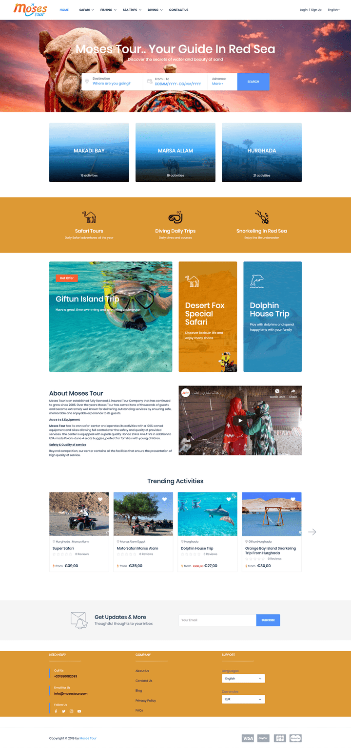 Tourism services website