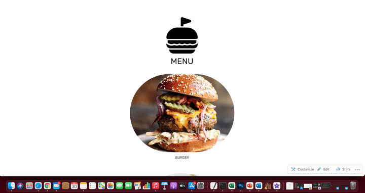 simple design of electronic menu homepage