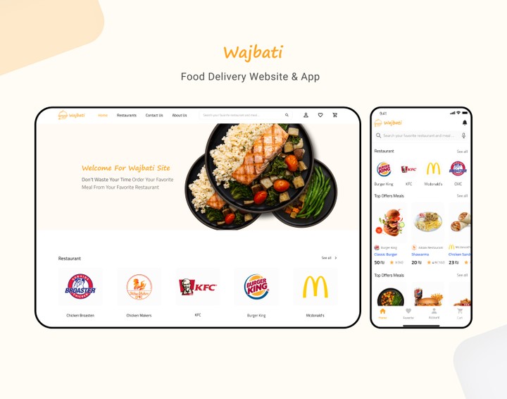 تصميم تطبيق و موقع لطلب وجبات الطعام وتوصيلها