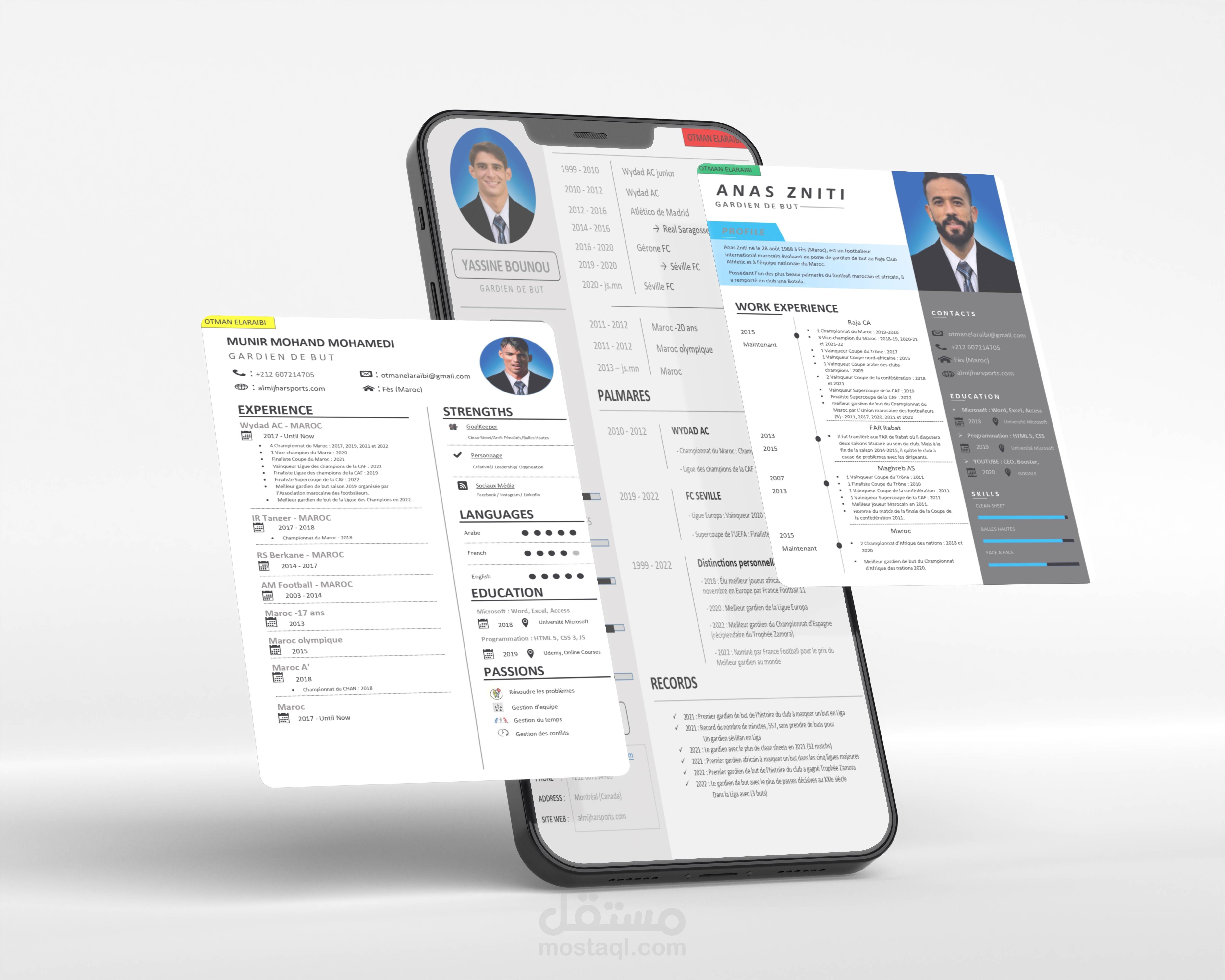 تصاميم لبعض السير الذاتية CV مع اضافة mockup لها | مستقل