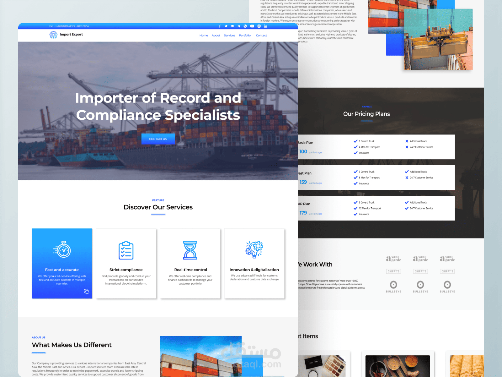 Import/Export Landing Page | مستقل