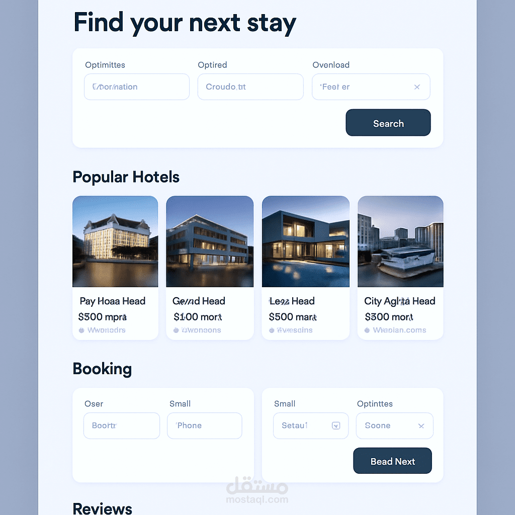 تصميم واجهة مستخدم لموقع حجز فنادق – StayInn