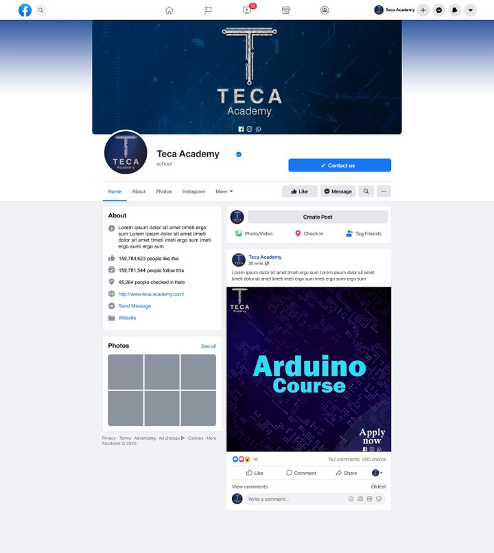 Facebook page design