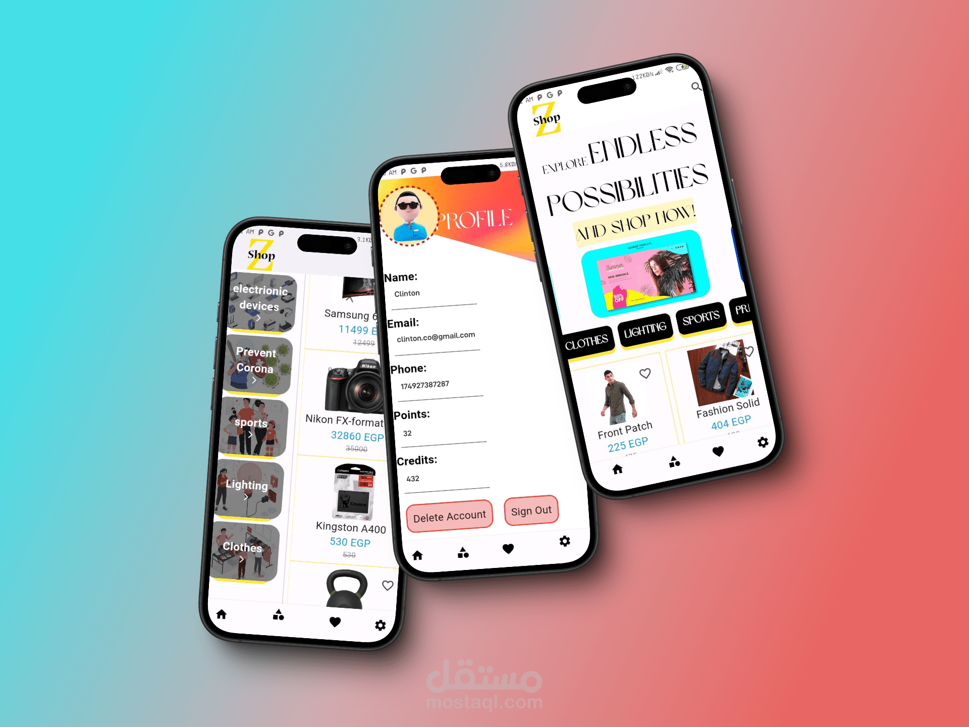 برمجة تطبيق E-commerce  (Android , IOS)