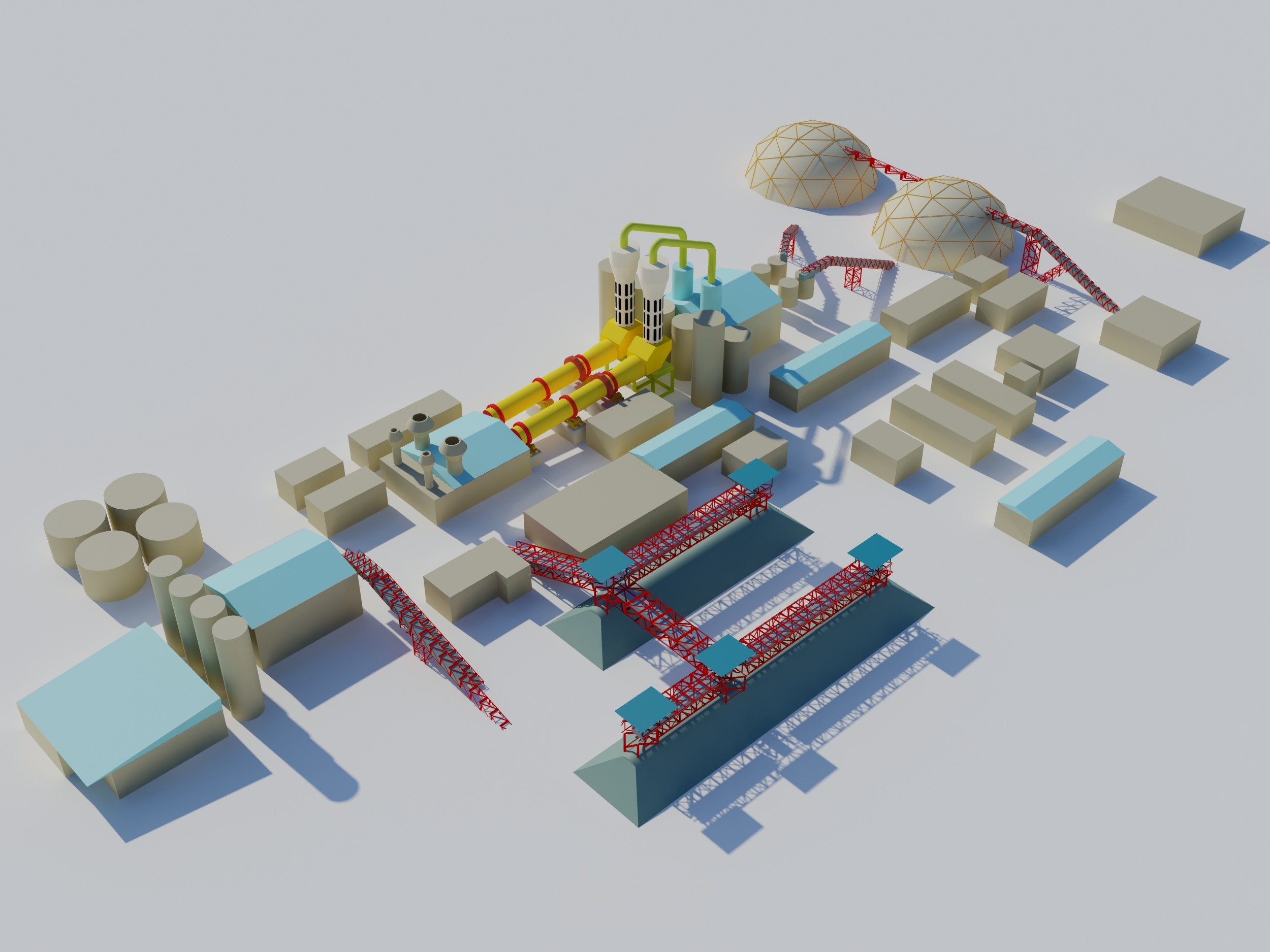 Cement production line animation by 3ds Max