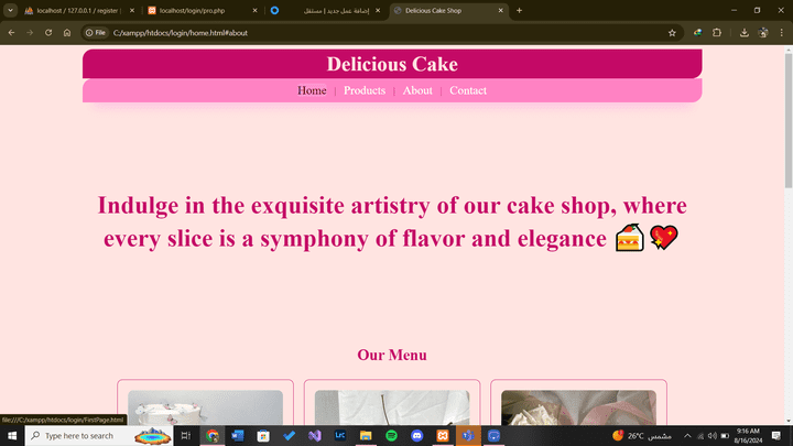 E-commerce site cake shop online