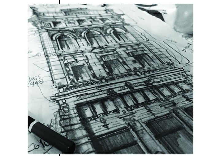اسكتشات معمارية لمباني , وواجهات كلاسيك وعصرية بيدي(رسم يدوي)