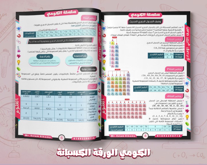 كتابة وتصميم ملزمة الكومي في العلوم للصف الثاني الإعدادي + تصميم إطار للصفحات الداخلية