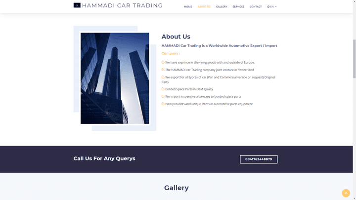 موقع تعريفي لشركة Hammadi Car Trading