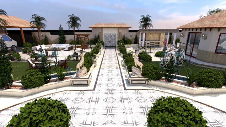 تصميم وتنسيق حديقة لفيلا سكنية بمساحة 600م2