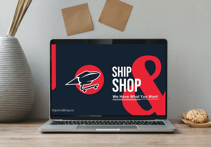 تصميم شعار "Ship & Shop" للشحن