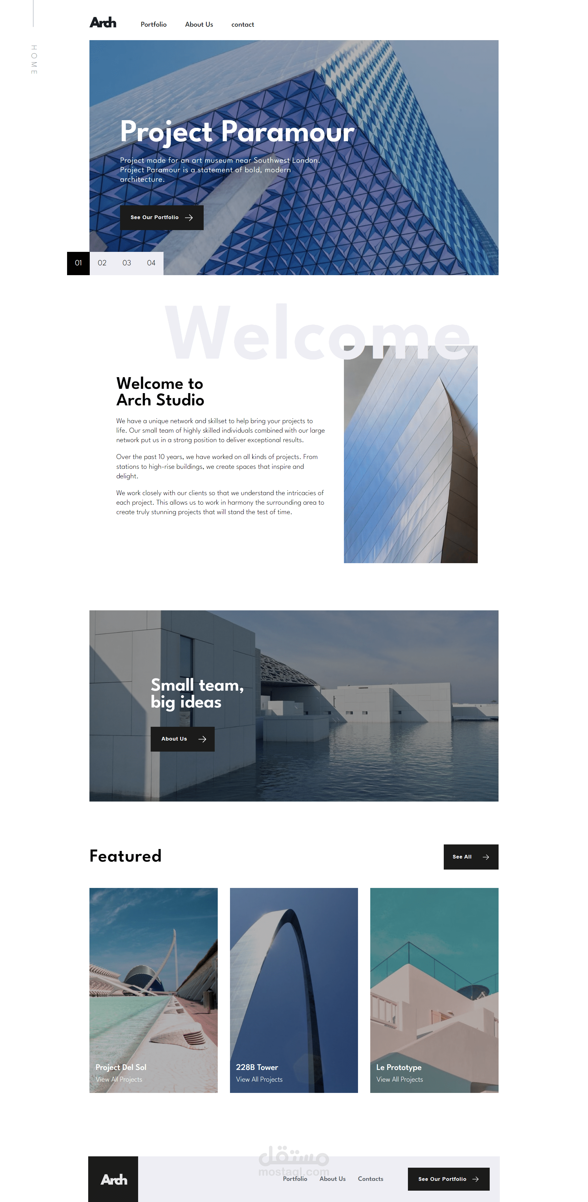 Arch Studio multi-page website