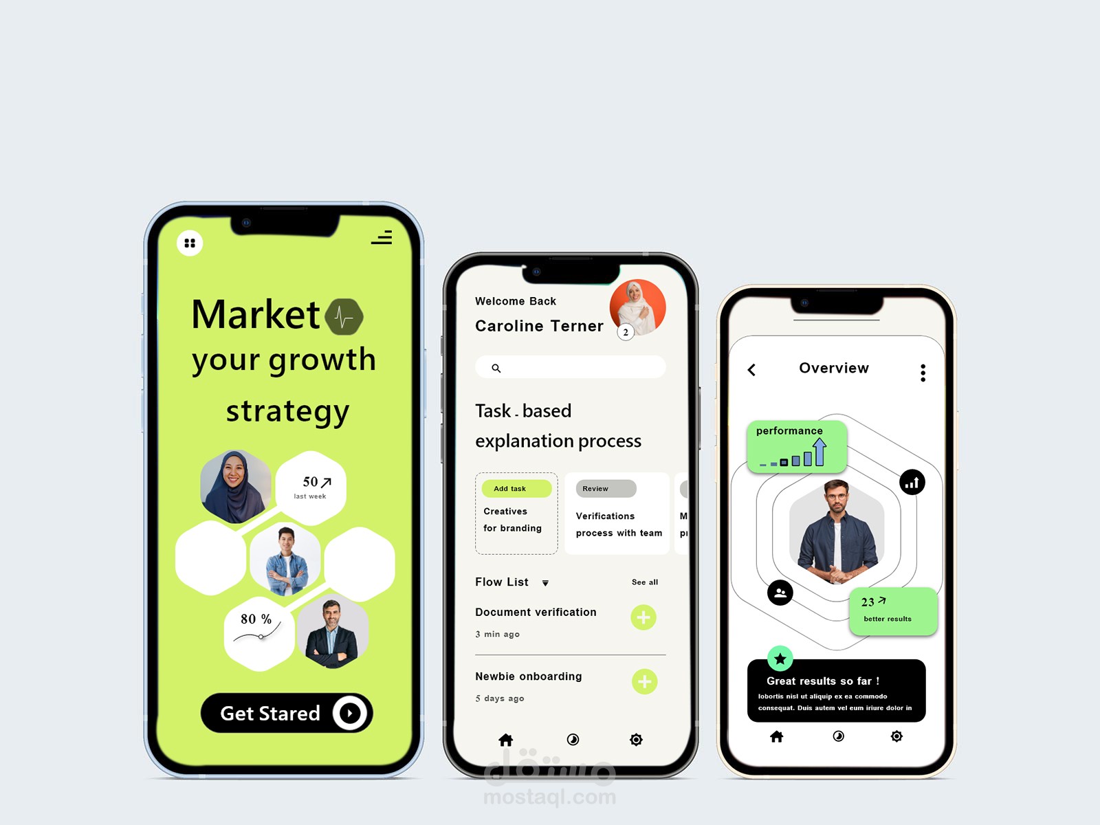 Samples for many screens UI/UX | مستقل
