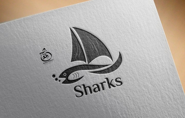 لوجو مطعم سمك بأسم Sharks