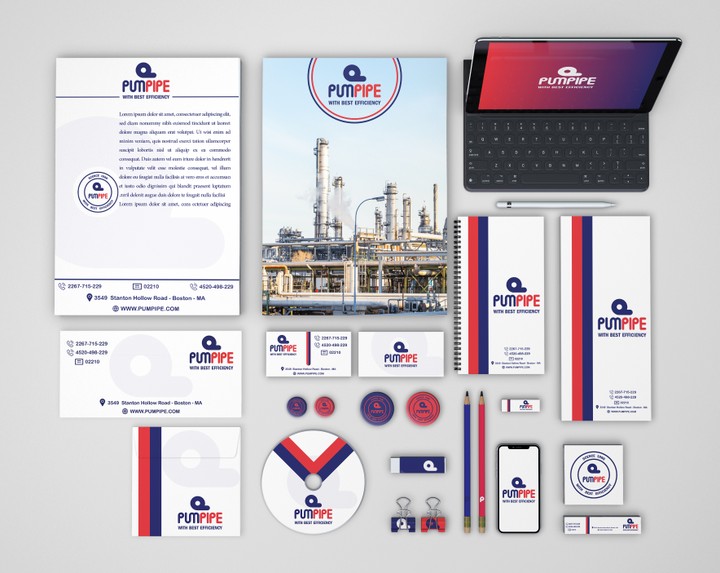 Complete identity  for pump , pipe company "هوية كاملة "