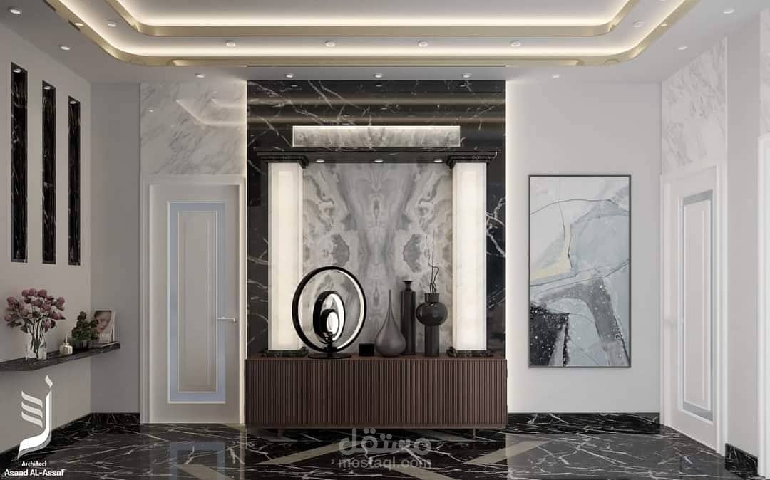 تصميمي لموزع وبهو دخول شقة سكنية - حلب (جمعية الزهراء) My design for the entrance hall of a residential apartment - Aleppo