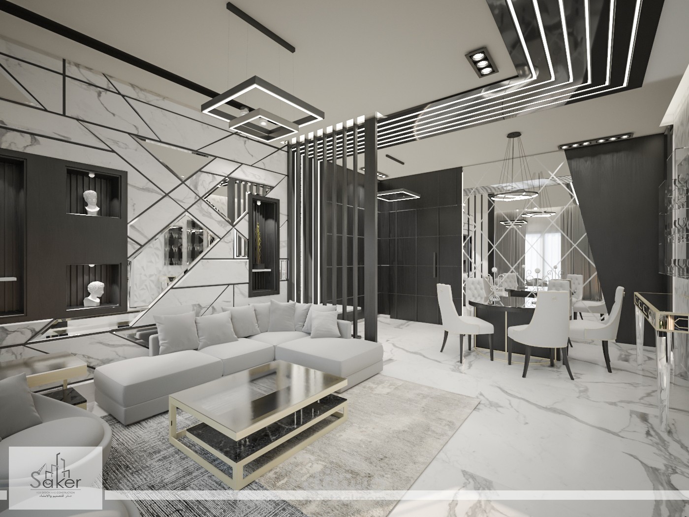 تصميم ديكور داخلي عصري لشقة سكنية