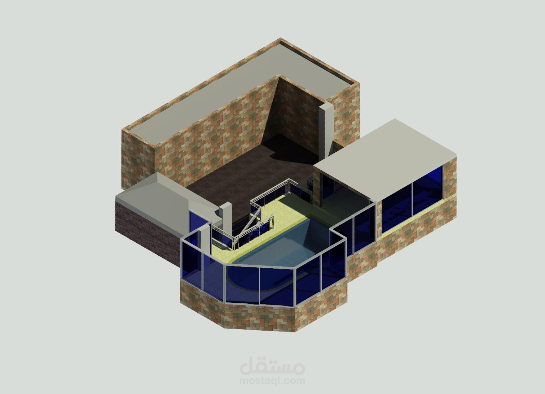 تصميم ثلاثي الابعاد لمسبح 3D