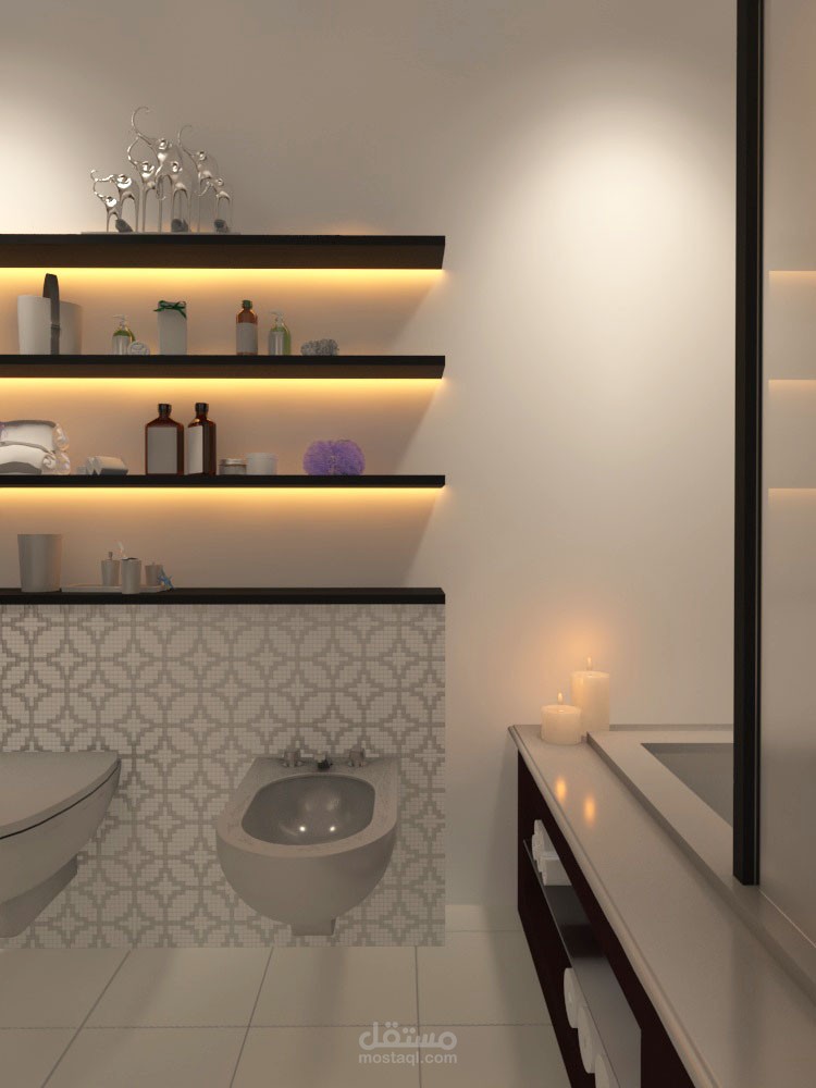 تصميم داخلي لدورة مياة  . Interior design for bathroom