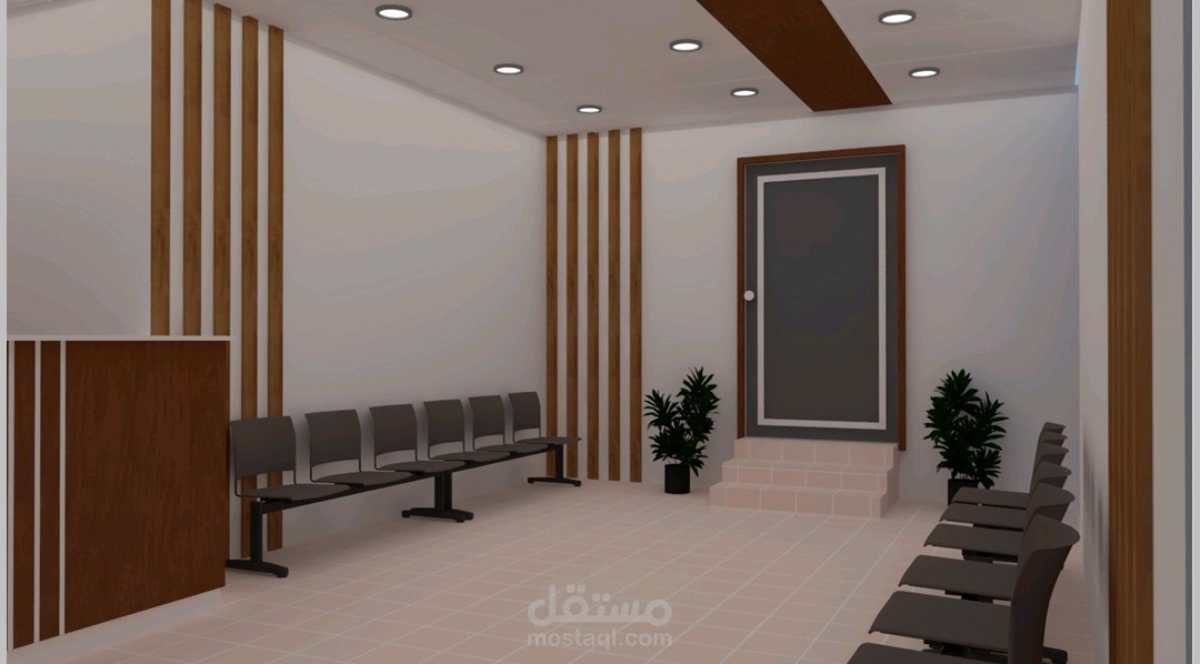 تصميم بسيط لصالة استقبال و مدخل لمنشأة حكومية