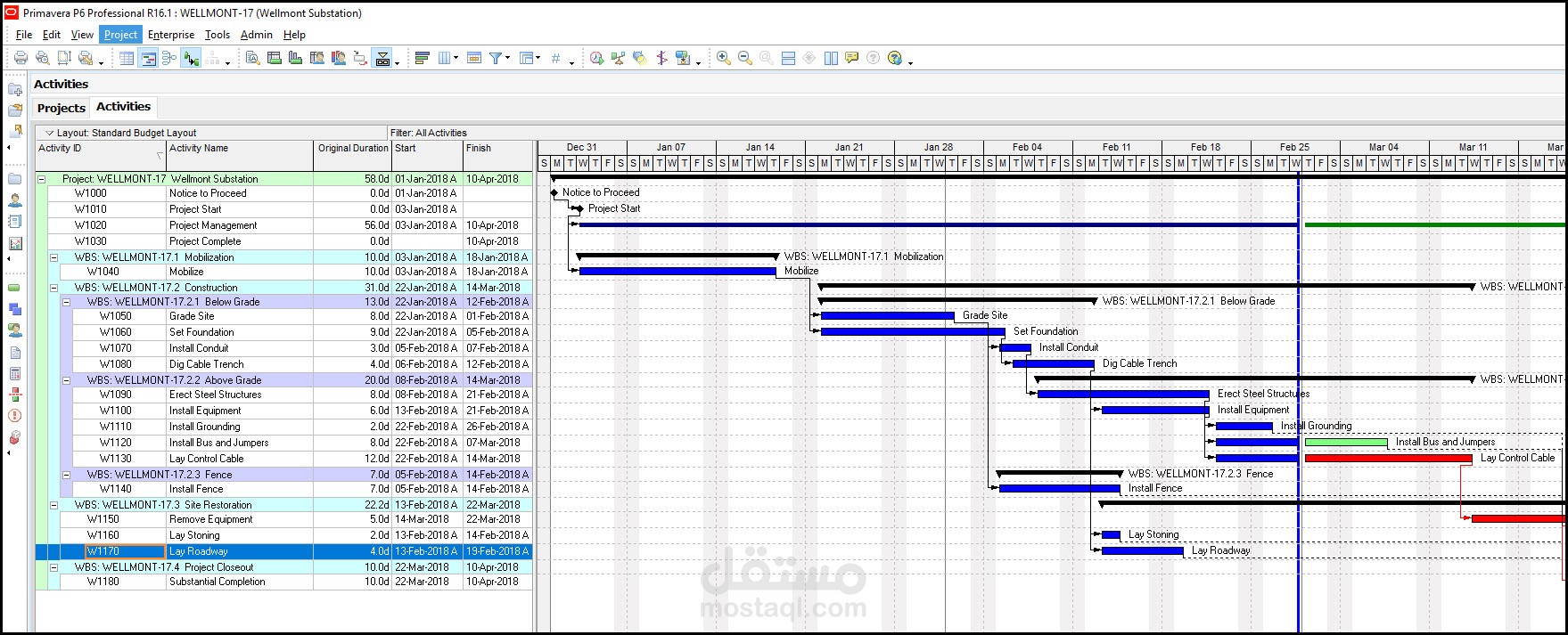 الجداول الزمنية للمشاريع ببرنامج primavera