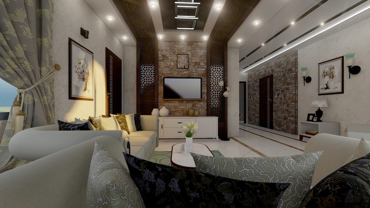 تصميم داخلي لشقة سكنية في مدينة رفح