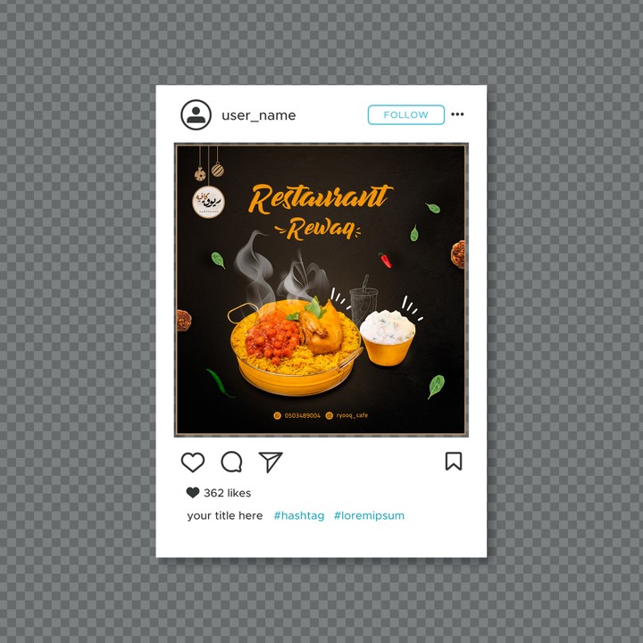 Social media designs for a restaurant in Saudi Arabia