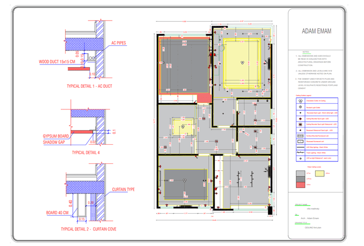 ceiling plan مخططات تنفيذية لاعمال الجبس