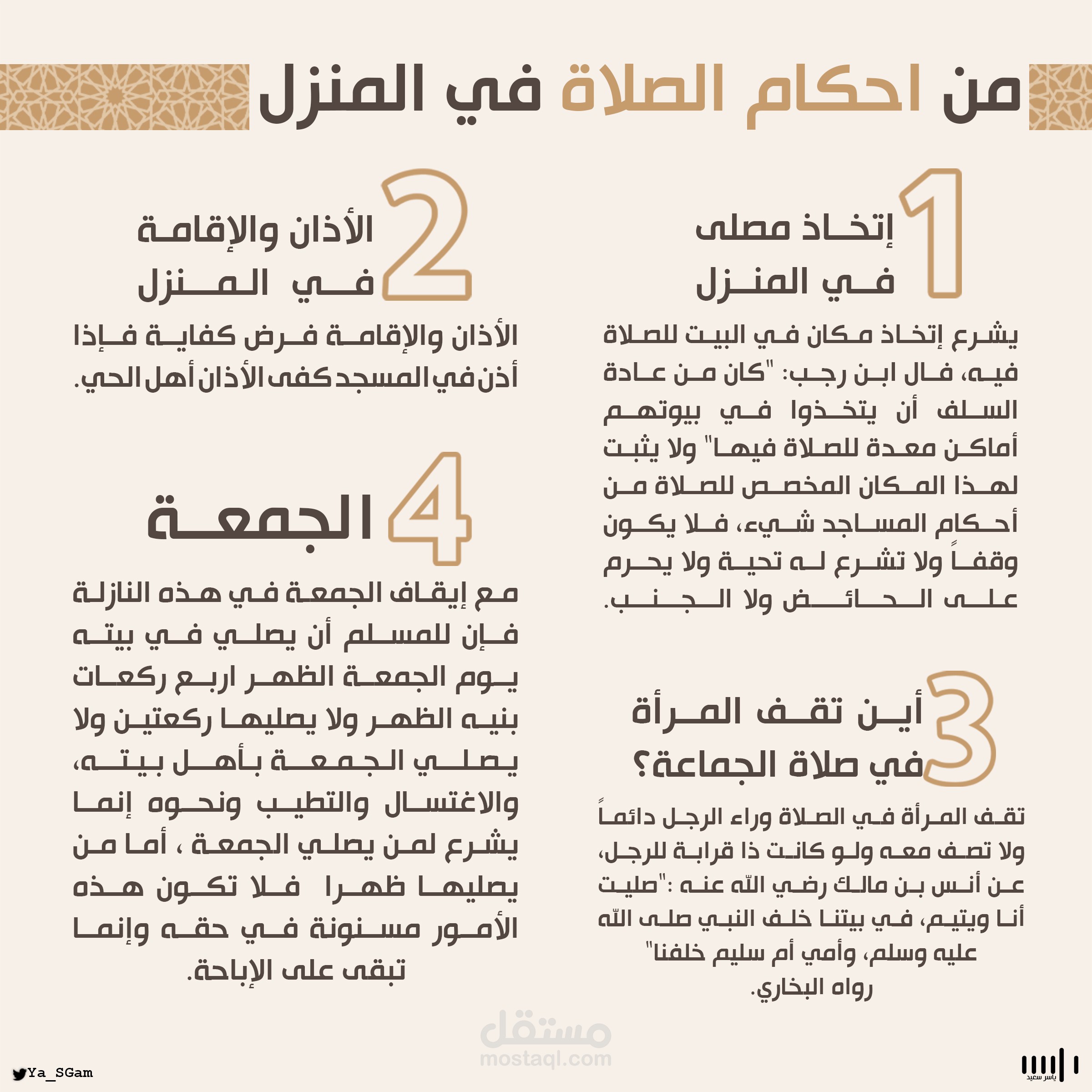 بعض احكام الصلاة في المنازل