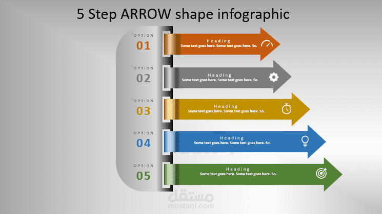 power point \ 5 step arrow shape info-graphic