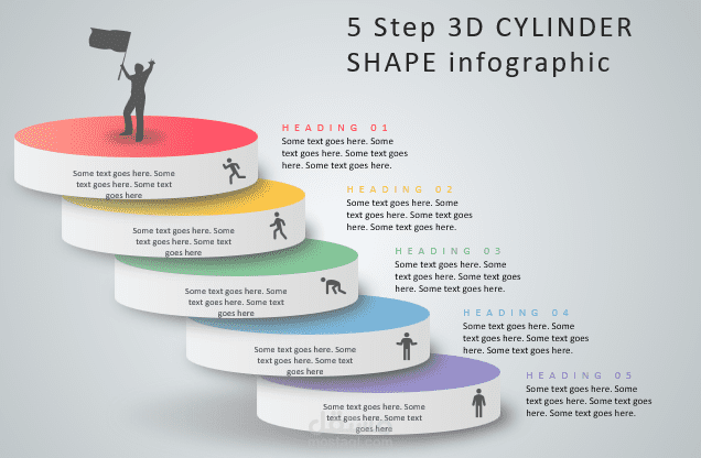 power point \ 5 Step 3D CYLINDER SHAPE info-graphic