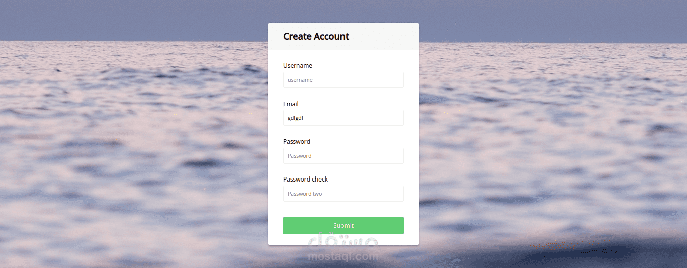 create account form validation