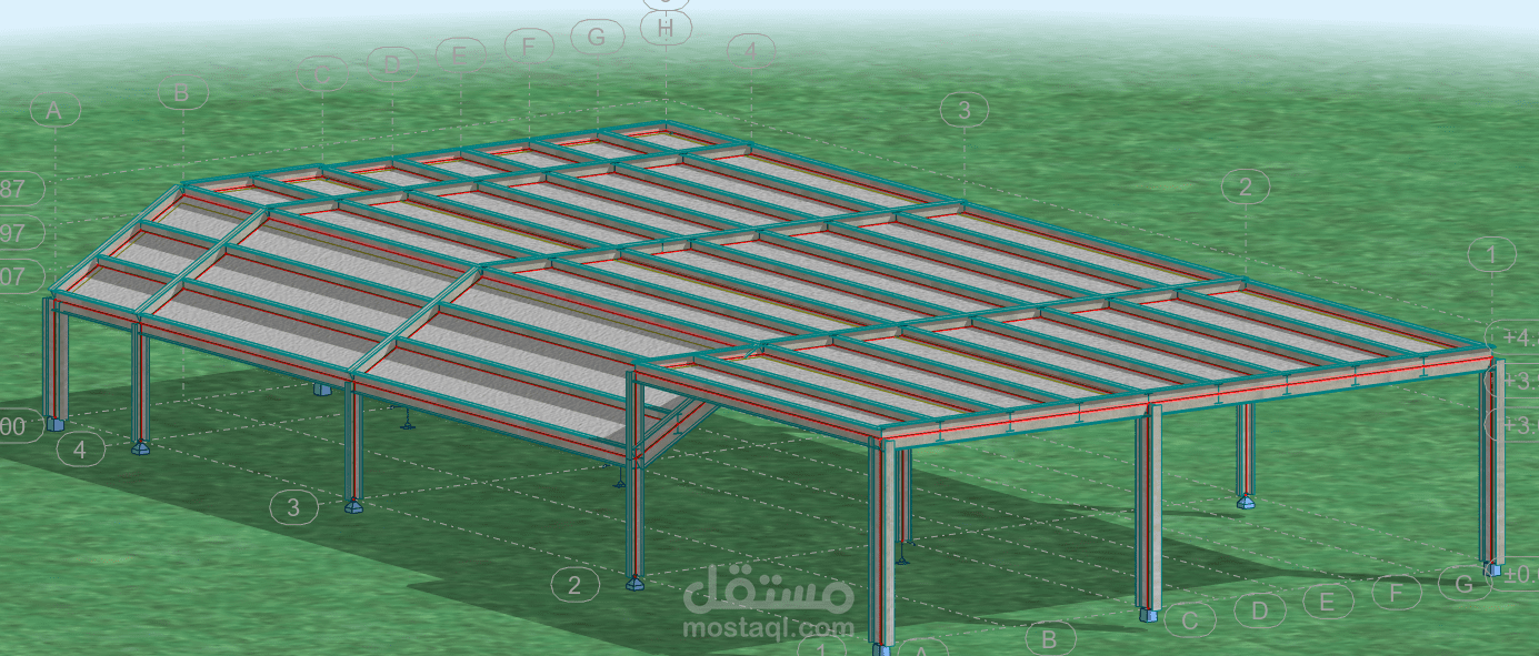 تصميم دور ميزانين معدني داخل هنجر معدني