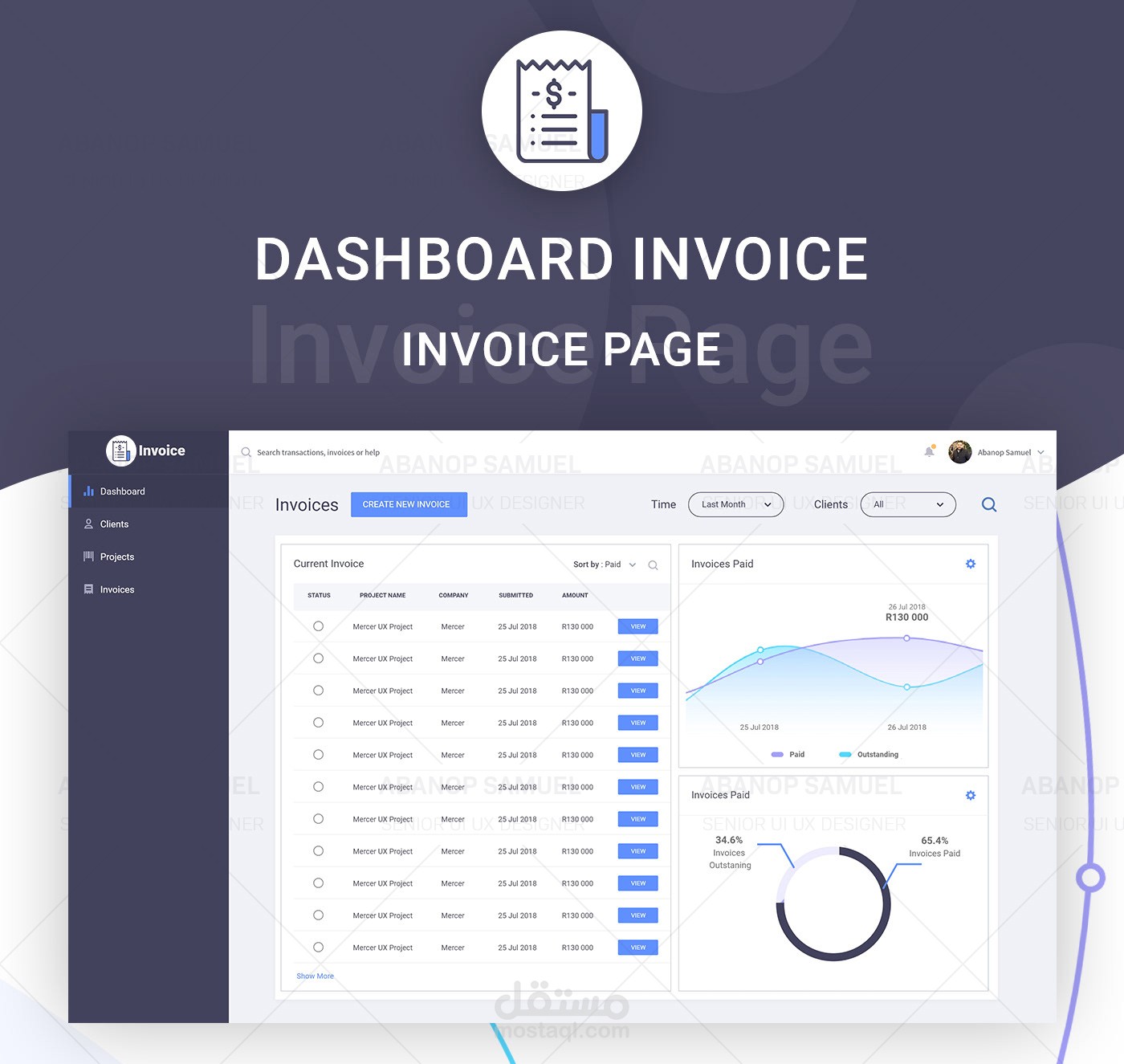 تصميم Dashboard for Invoice