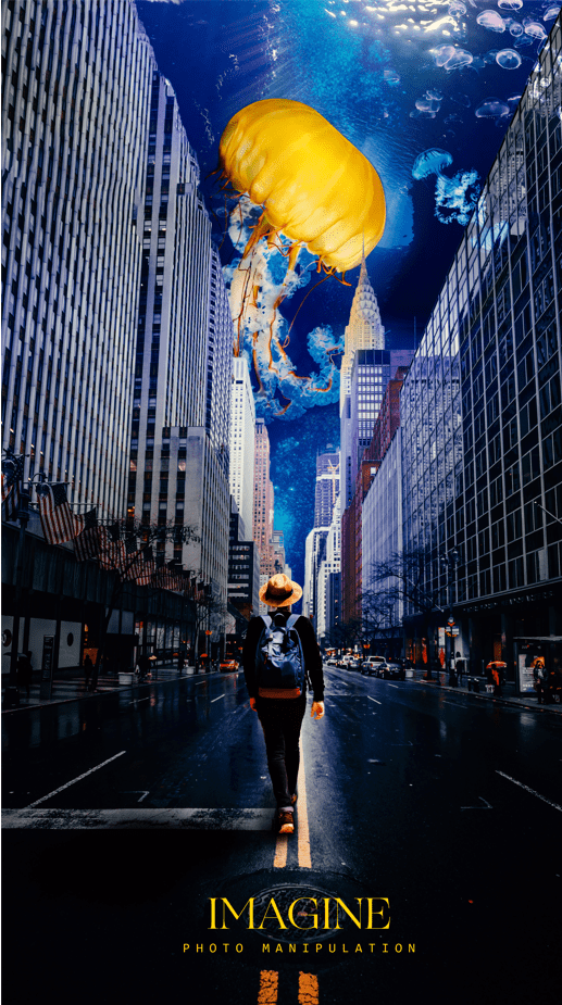 This is my Artwork to Imagine Jellyfish in the sky " photo manipulation"
