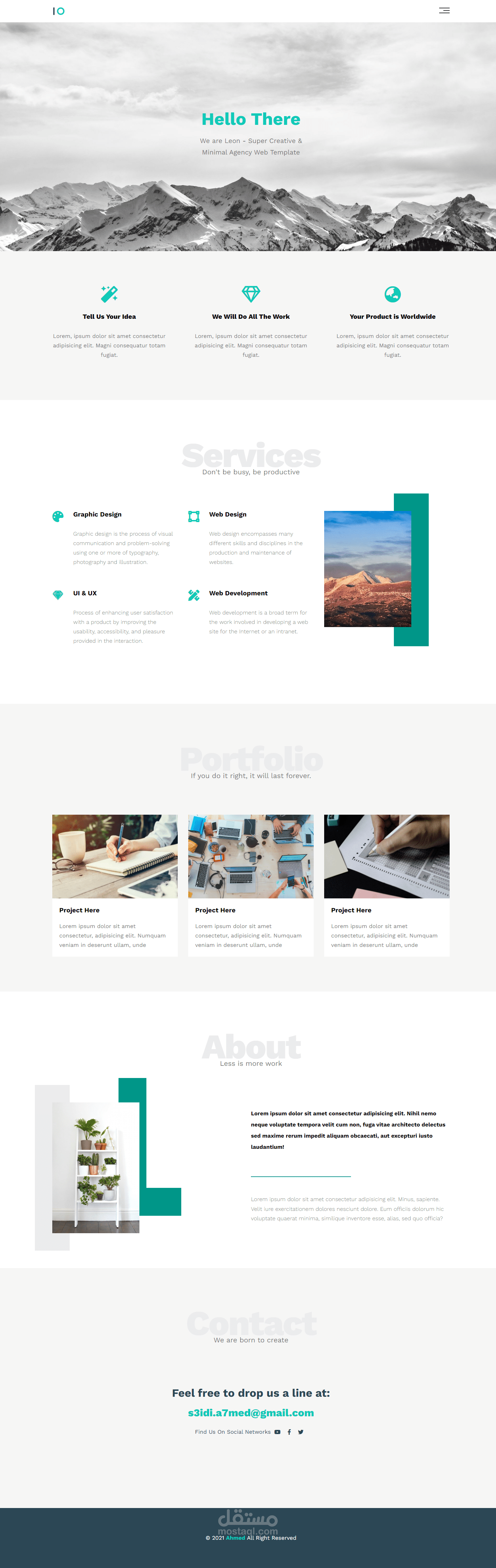 Leon Template - pure HTML\CSS | مستقل