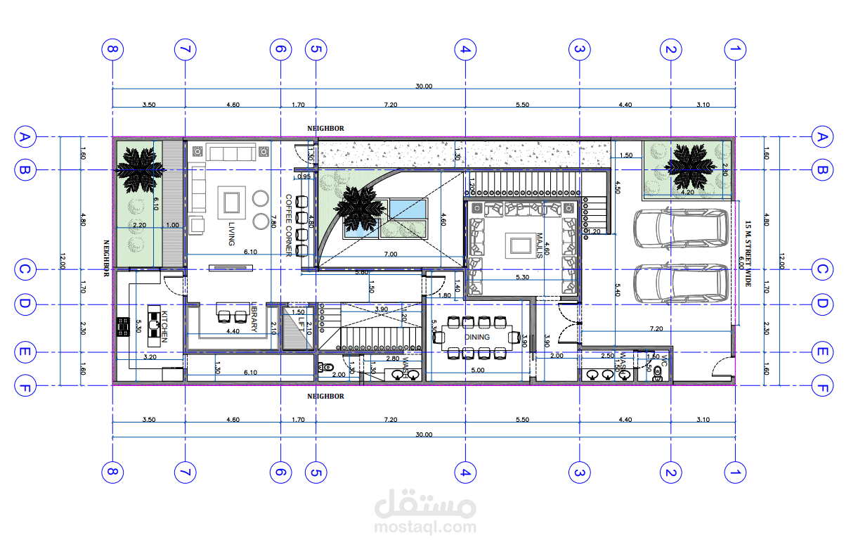 معماري لفيلا سكنية لاربع طوابق مع حمام سباحه